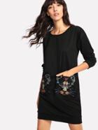 Shein Contrast Sequin Tiger Pockets Sweatshirt Dress