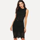 Shein Laser Cut Insert Top And Bodycon Skirt Set