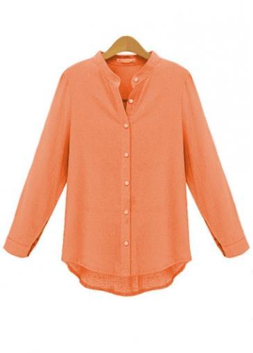 Rosewe Enchanting Orange Long Sleeve Turndown Collar Woman Shirt