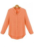 Rosewe Enchanting Orange Long Sleeve Turndown Collar Woman Shirt