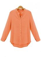Rosewe Enchanting Orange Long Sleeve Turndown Collar Woman Shirt