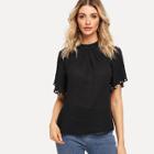 Shein Pearls Beaded Detail Solid Top