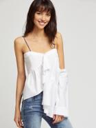 Shein One Cold Shoulder Frill Trim Asymmetric Top