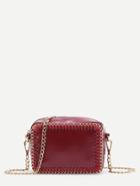 Shein Burgundy Woven Trim Cross Body Bag