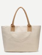Shein Beige Woven Pu Tote Bag
