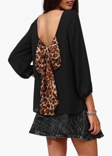 Rosewe Fabulous Open Back Round Neck T Shirt With Bow