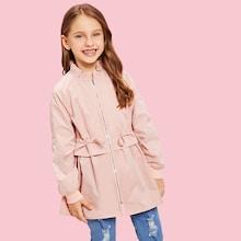 Shein Girls Waist Drawstring Frilled Jacket