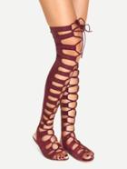 Shein Cut Out Strappy Gladiator Sandals Wine