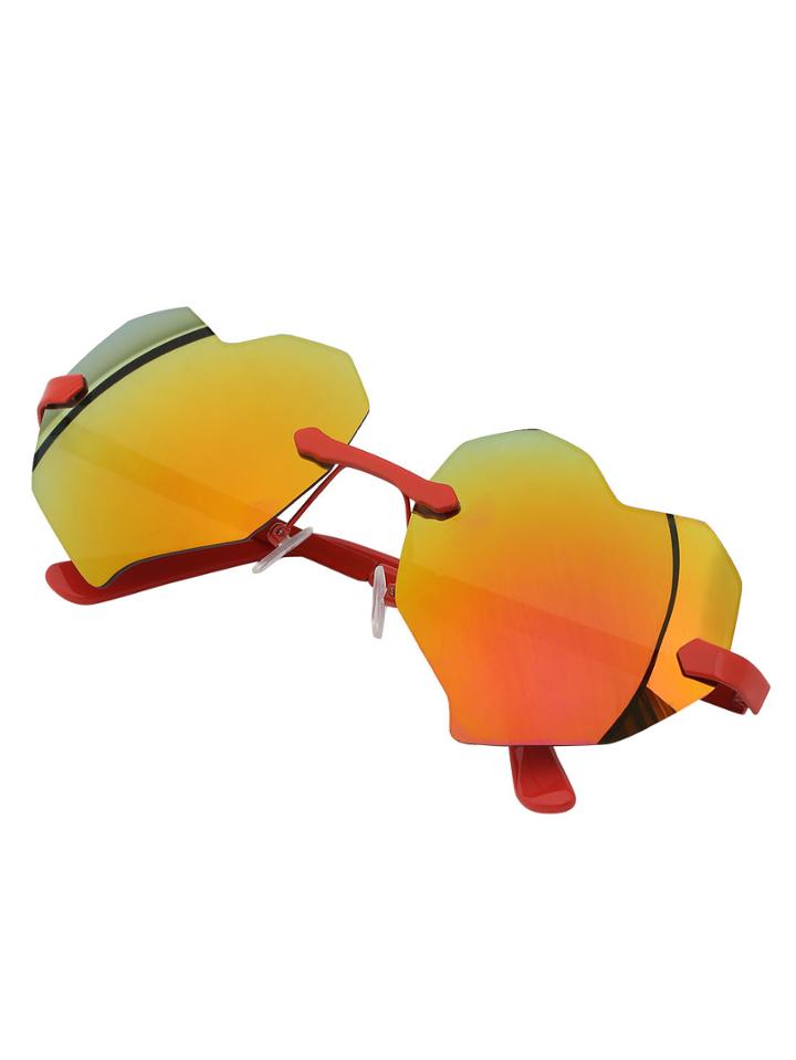 Shein Red Heart Rimless Sunglasses