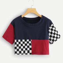 Shein Patchwork Crop Tee