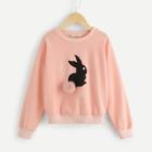 Shein Girls Drop Shoulder Pompom Detail Rabbit Sweatshirt