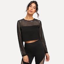 Shein Semi Sheer Mesh Insert Top