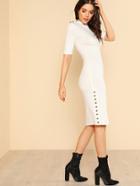 Shein Button Embellished Form Fitting Dress