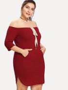 Shein Off The Shoulder Drawstring Knot Dress
