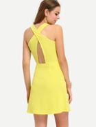 Shein Yellow Sleeveless Hollow Back Dress