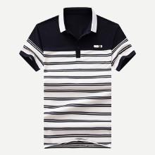 Shein Men Cut And Sew Panel Striped Polo Shirt