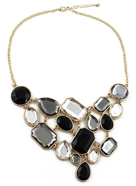 Shein Multi Gemstone Gold Splice Necklace