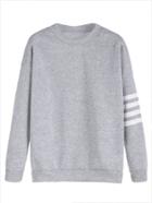 Shein Light Grey Sleeve Striped Dropped Shoulder Seam Sweatshirt