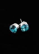 Shein Light Blue Diamond Silver Stud Earrings