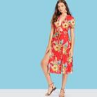 Shein Pineapple Print Split Hem Dress