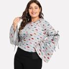 Shein Plus Bell Sleeve Letter Print Sweatshirt