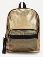 Shein Net Pocket Front Pu Backpack