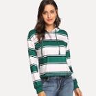 Shein Block Stripe Drop Shoulder Hoodie