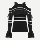 Shein Flounce Sleeve Mesh Insert Jumper