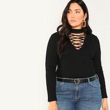 Shein Plus Mock Neck Solid Tee