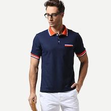 Shein Men Contrast Striped Polo Shirt