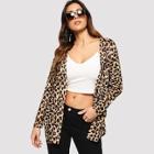 Shein Open Front Leopard Teddy Coat