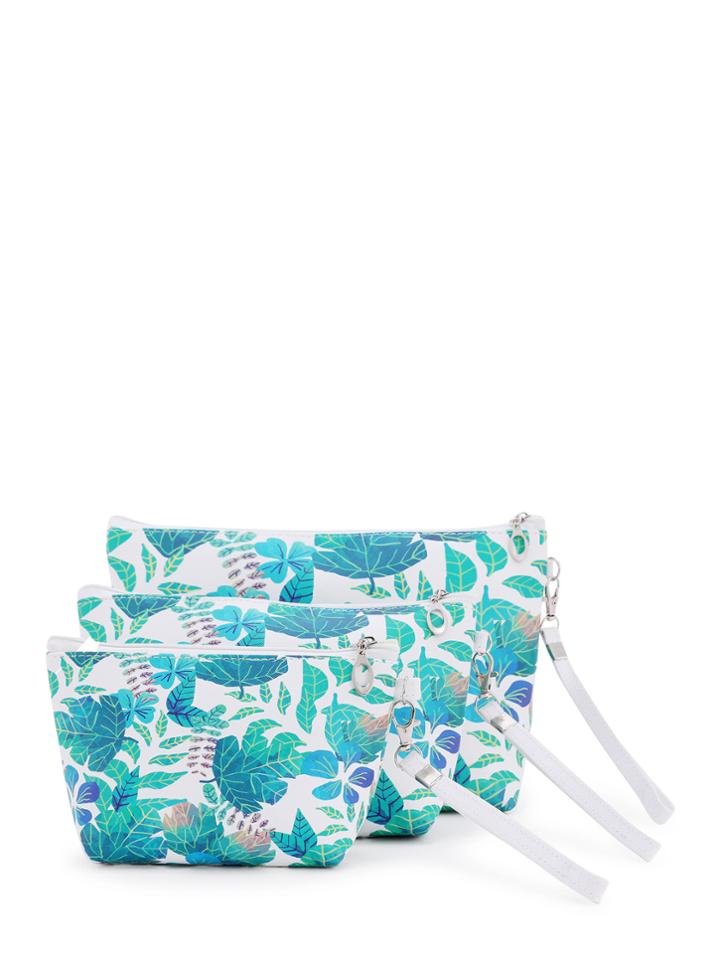 Shein Leaf Print Makeup Bag 3pcs