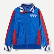Shein Men Zip Up Striped Trim Jacket