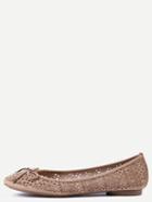 Shein Faux Leather Bow Tie Ballet Flats - Khaki