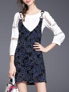 Shein White Hollow Shirt Two-pieces Strap Dress