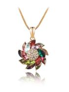 Shein Multicolor Crystal Flower Pendant Necklace