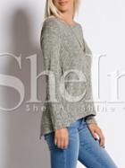 Shein Grey Long Sleeve Contrast Lace T-shirt