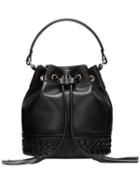 Shein Black Drawstring Weave Pu Bucket Bag