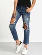 Shein Blue Destroyed Denim Pant