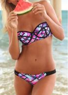 Rosewe Multi Color Push Up Strapless Bikini Set