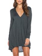 Shein Grey V Neck Loose Asymetric High Low Dress