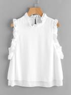 Shein Frill Trim Buttoned Keyhole Layered Shell Top