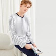 Shein Men Striped Top And Slant Pocket Pants Pj Set