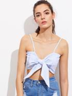 Shein Self Tie Bow Front Crop Striped Cami Top