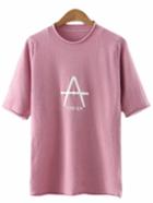 Shein Pink A Letter Print Casual T-shirt