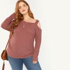 Shein Plus Asymmetric Shoulder Ribbed Tee