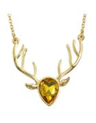 Shein Yellow Rhinestone Deer Pendant Necklace