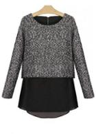 Rosewe Vogue Round Neck Sequins Decorated Long Sleeve T Shirt
