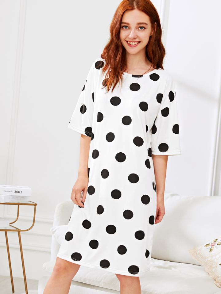 Shein Polka Dot Print Split Side Dress