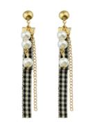 Shein Lattice Long Chain With Pearl Pendant Earrings